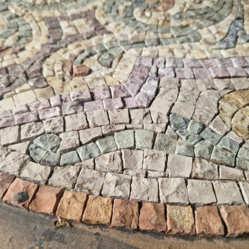 Restauration table mosaïque marbres de FIDELE AUGUSTIN - à revers sur papier - rovescio sulla carta