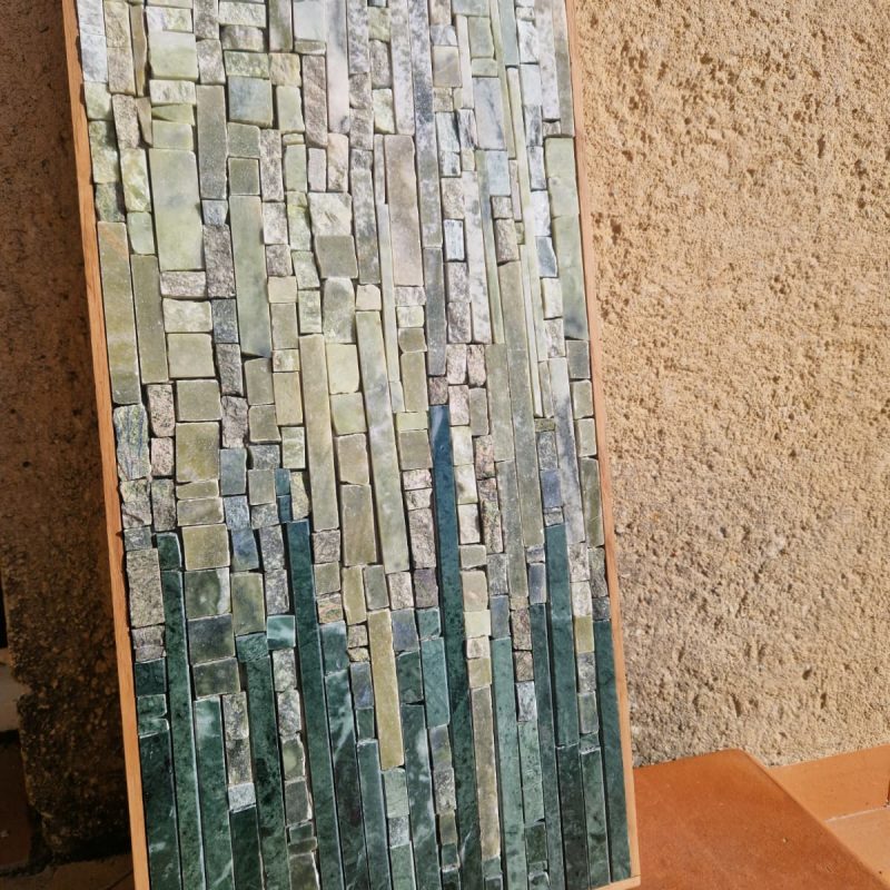 Dégradé mosaïque marbres vert fait main